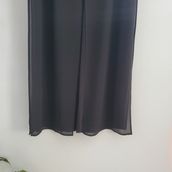 J.S. Edward Black Lightweight Sheer Panel Wide Leg Pants Size 14 - Picture 6 of 10